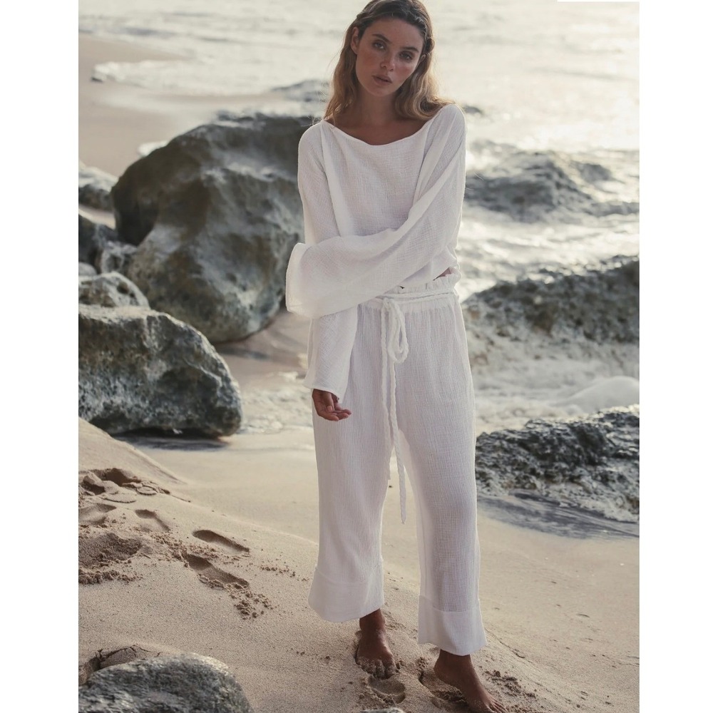 The Handloom Los‎ Angeles Paloma Paper Bag Pants - White Cotton S/M